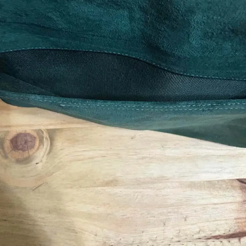 Crouch & Fitzgerald Vintage Green Suede Envelope Clutch